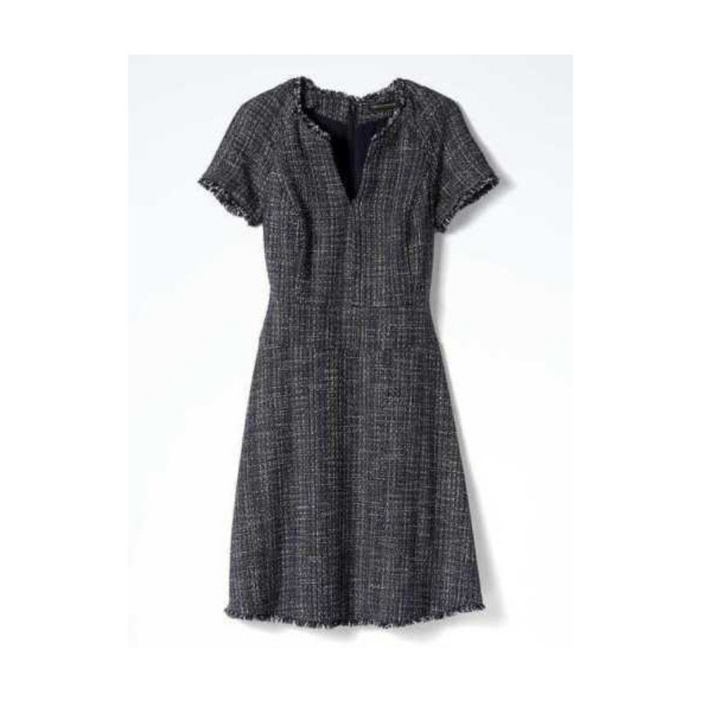 BANANA REPUBLIC Gray Work Tweed Dress 6 Petite